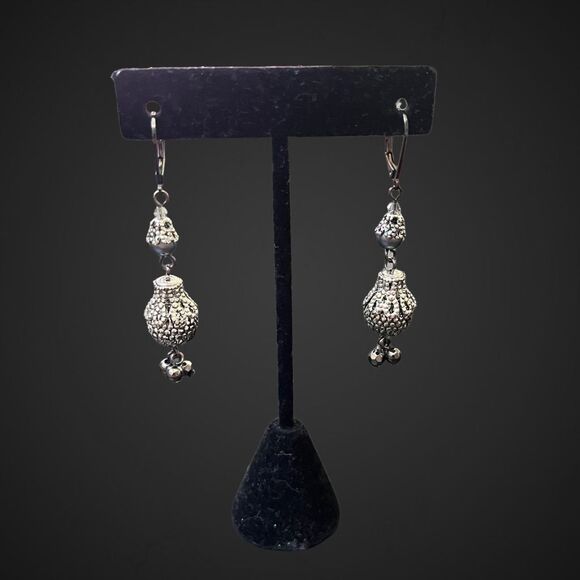 Beautiful Silver Dangle Victorian / Bohemian Earrings - Picture 1 of 5